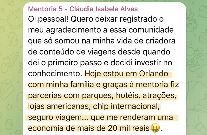 Print real de depoimento de aluno