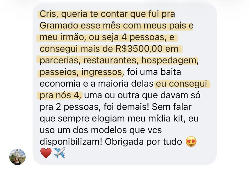 Print real de depoimento de aluno