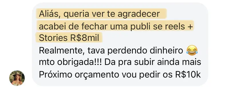 Print real de depoimento de aluno