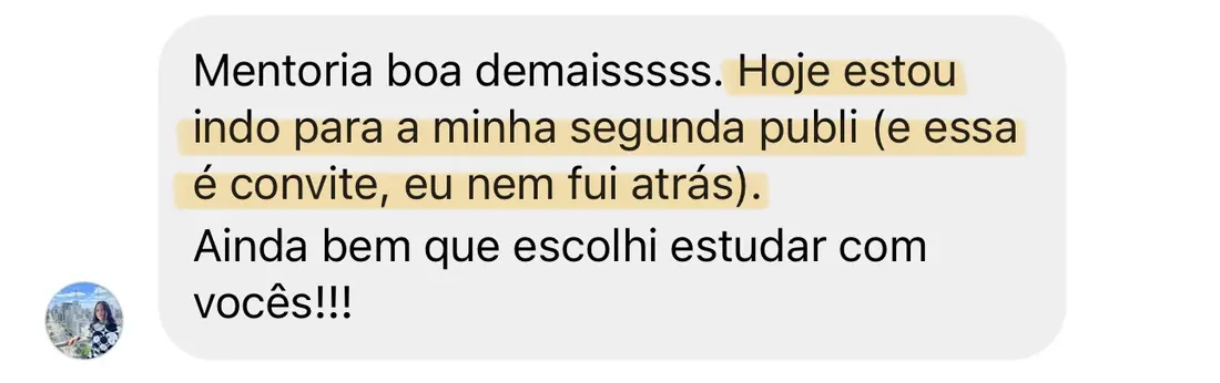Print real de depoimento de aluno