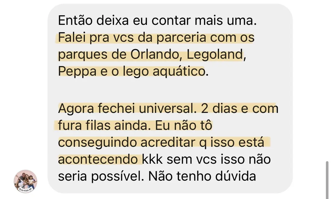 Print real de depoimento de aluno