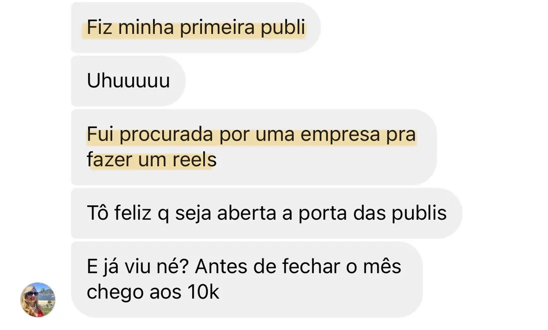 Print real de depoimento de aluno