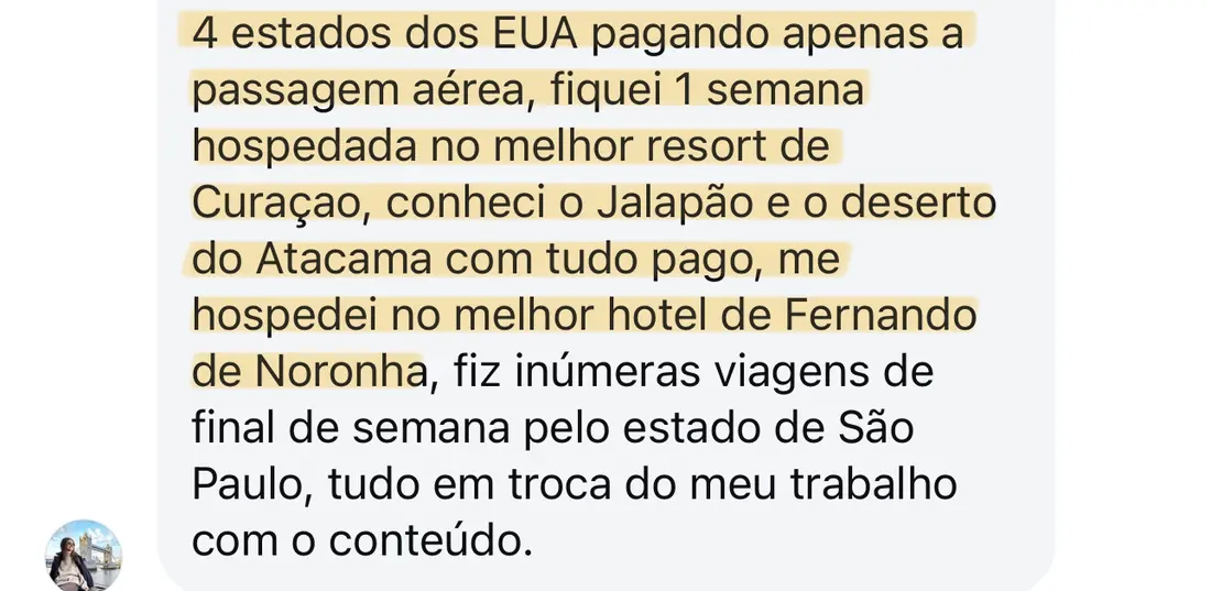 Print real de depoimento de aluno