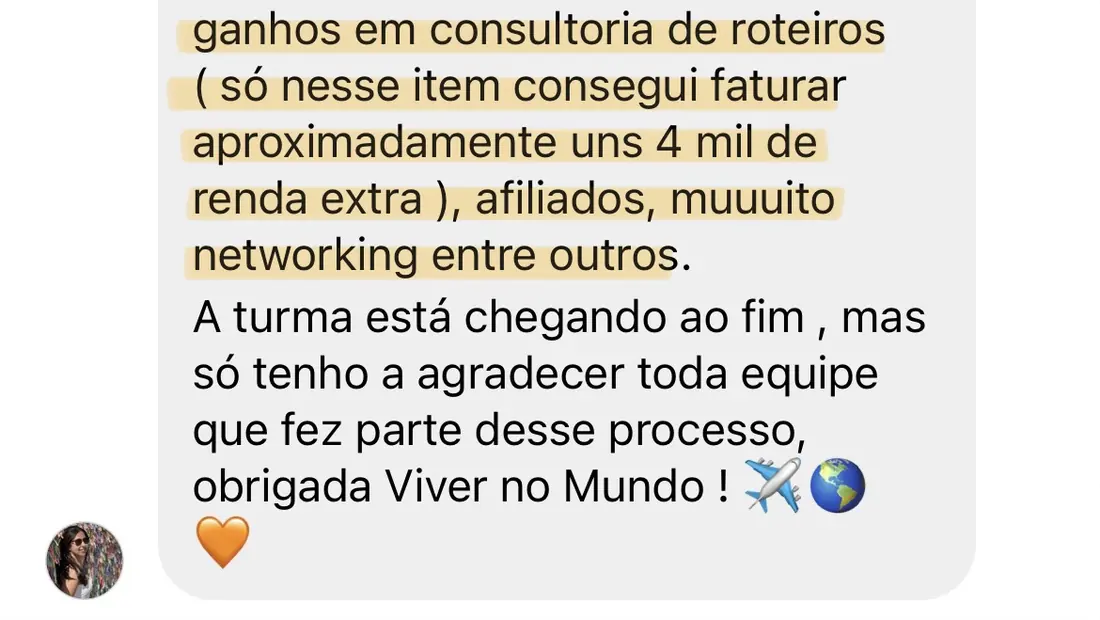 Print real de depoimento de aluno