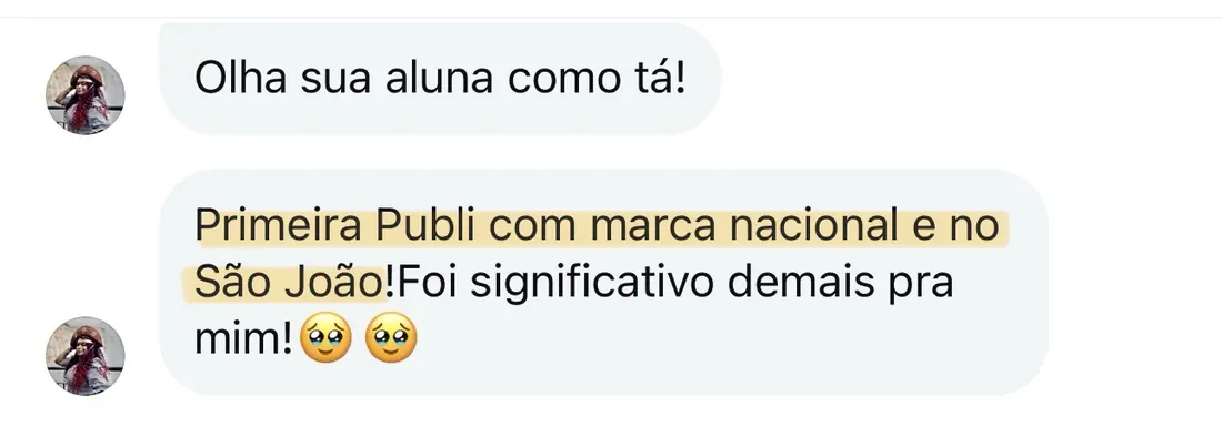 Print real de depoimento de aluno