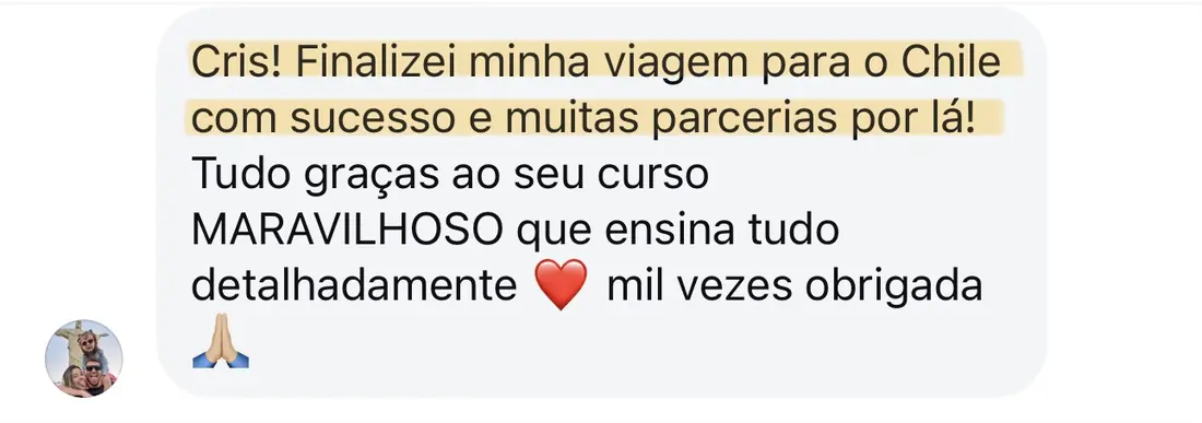 Print real de depoimento de aluno