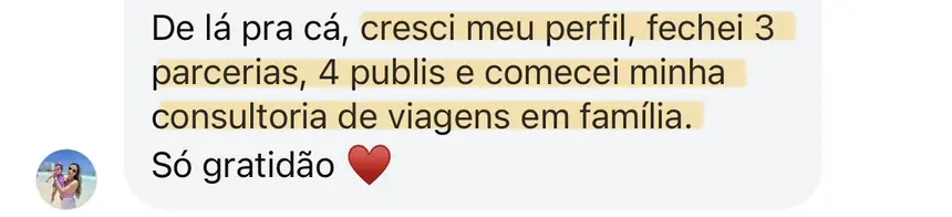 Print real de depoimento de aluno