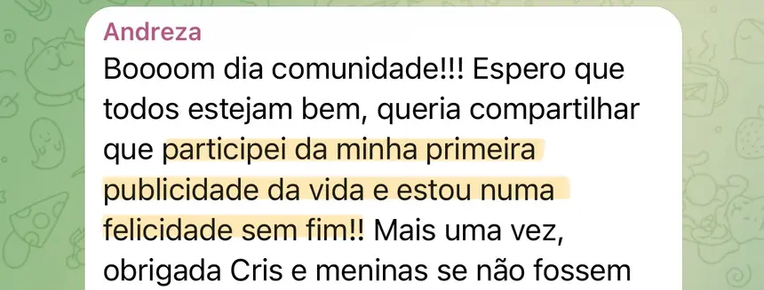 Print real de depoimento de aluno