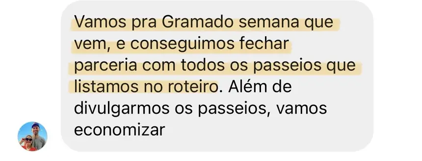 Print real de depoimento de aluno