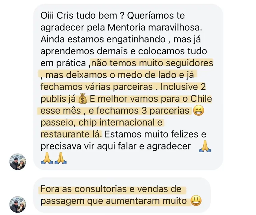 Print real de depoimento de aluno
