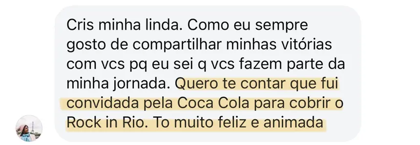 Print real de depoimento de aluno