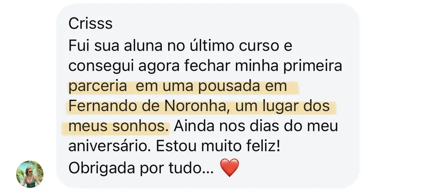 Print real de depoimento de aluno