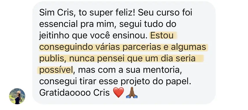 Print real de depoimento de aluno