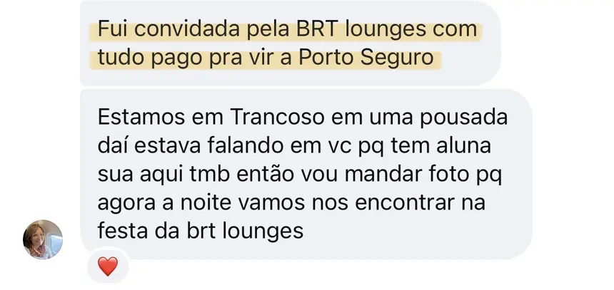 Print real de depoimento de aluno