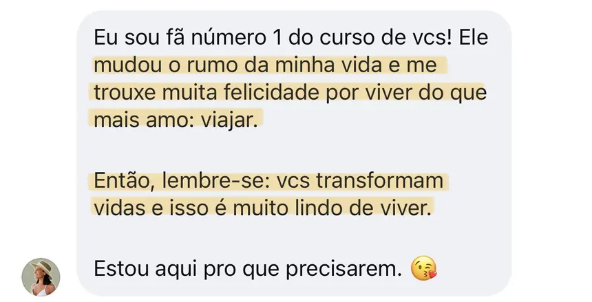 Print real de depoimento de aluno