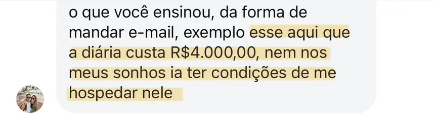 Print real de depoimento de aluno