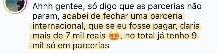 Print real de depoimento de aluno