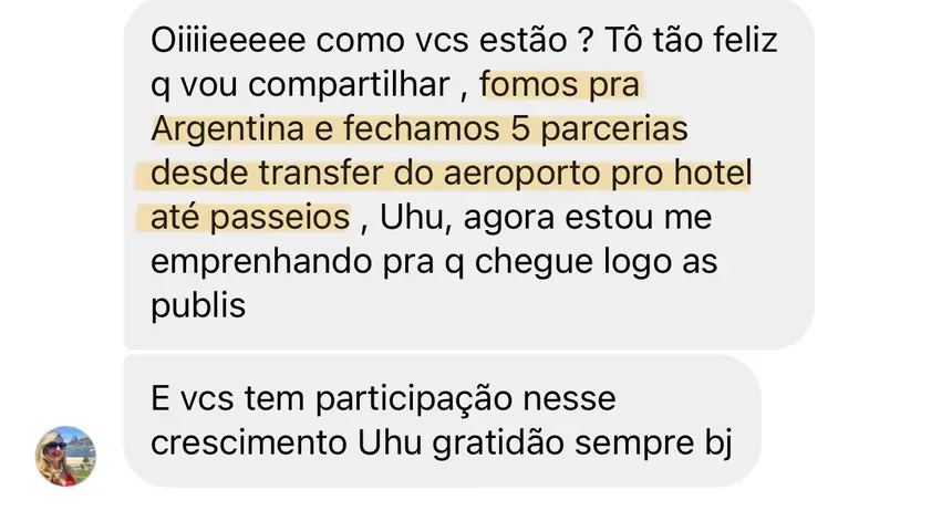 Print real de depoimento de aluno