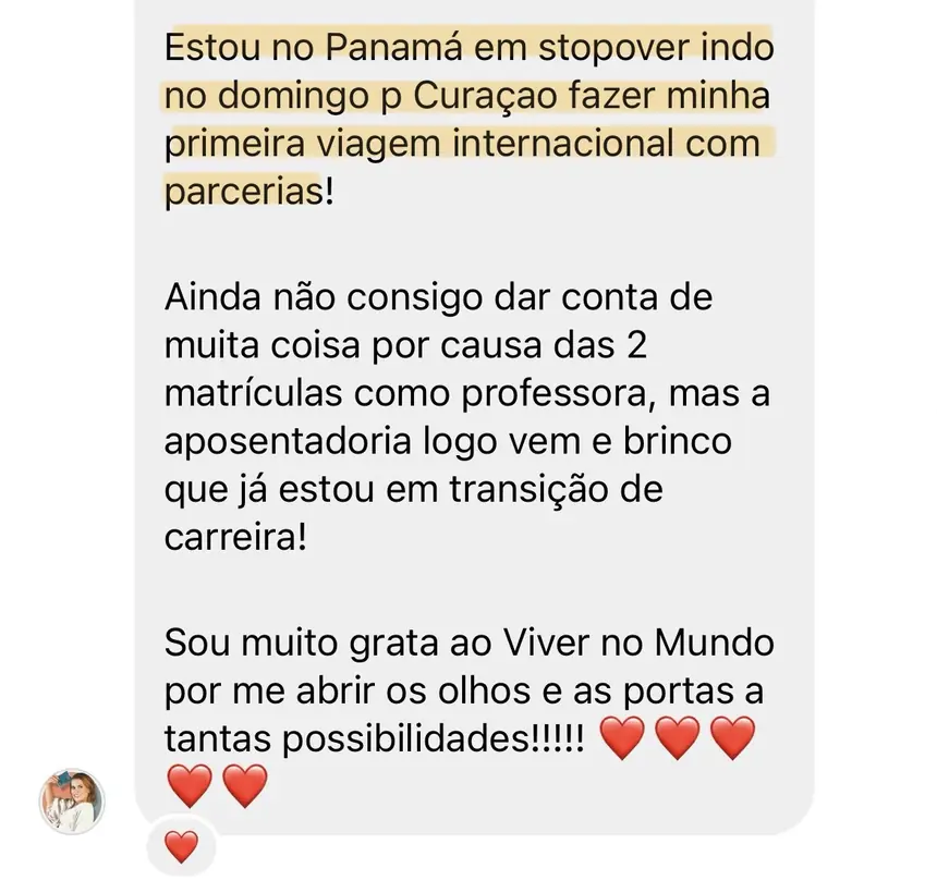 Print real de depoimento de aluno