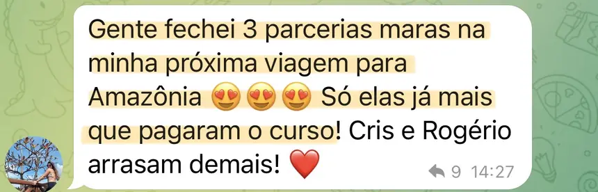 Print real de depoimento de aluno