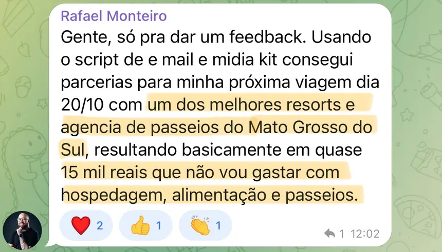 Print real de depoimento de aluno