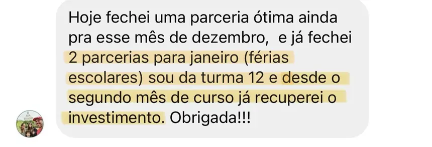 Print real de depoimento de aluno