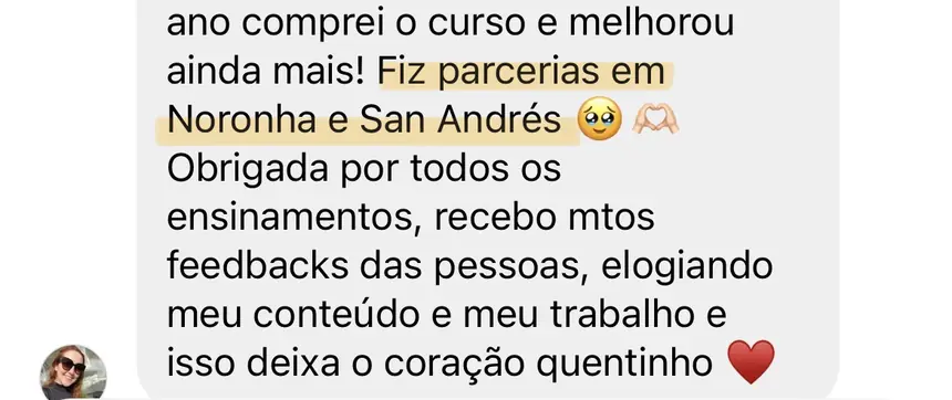 Print real de depoimento de aluno
