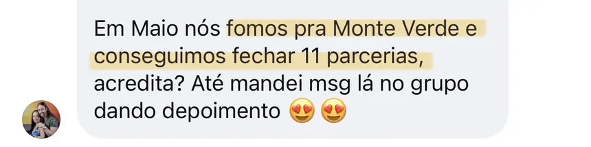 Print real de depoimento de aluno