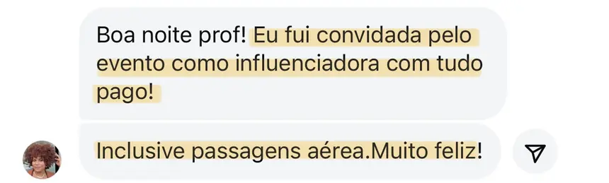 Print real de depoimento de aluno