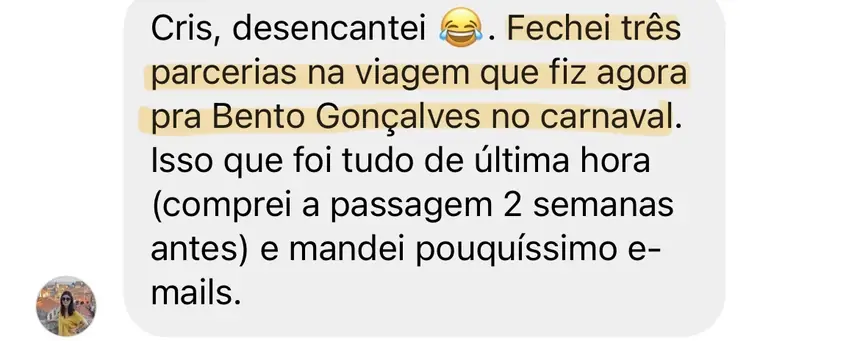 Print real de depoimento de aluno