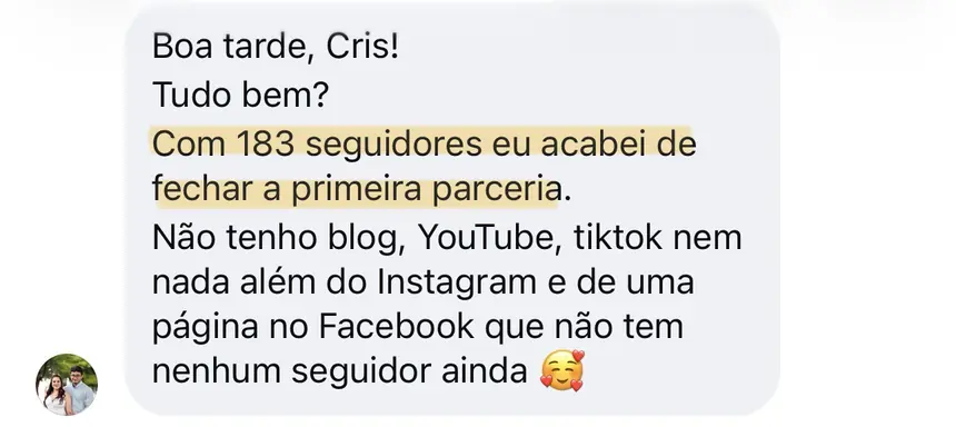 Print real de depoimento de aluno