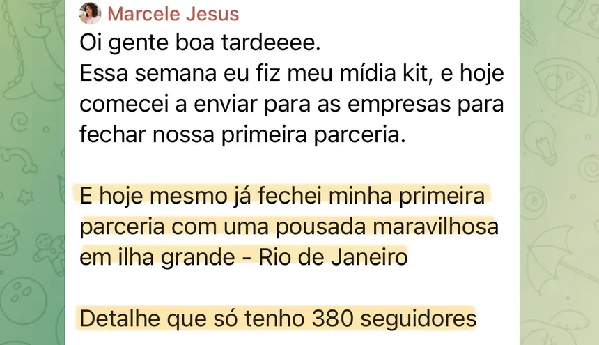 Print real de depoimento de aluno