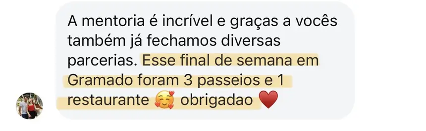 Print real de depoimento de aluno