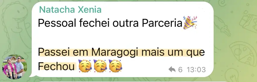 Print real de depoimento de aluno