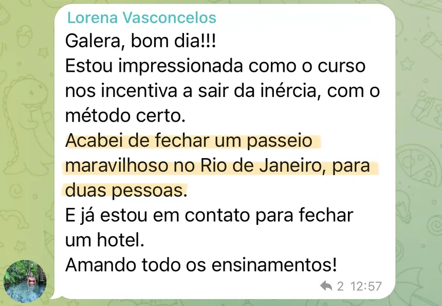 Print real de depoimento de aluno