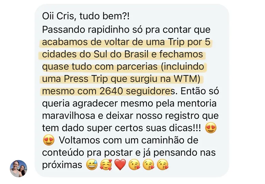 Print real de depoimento de aluno