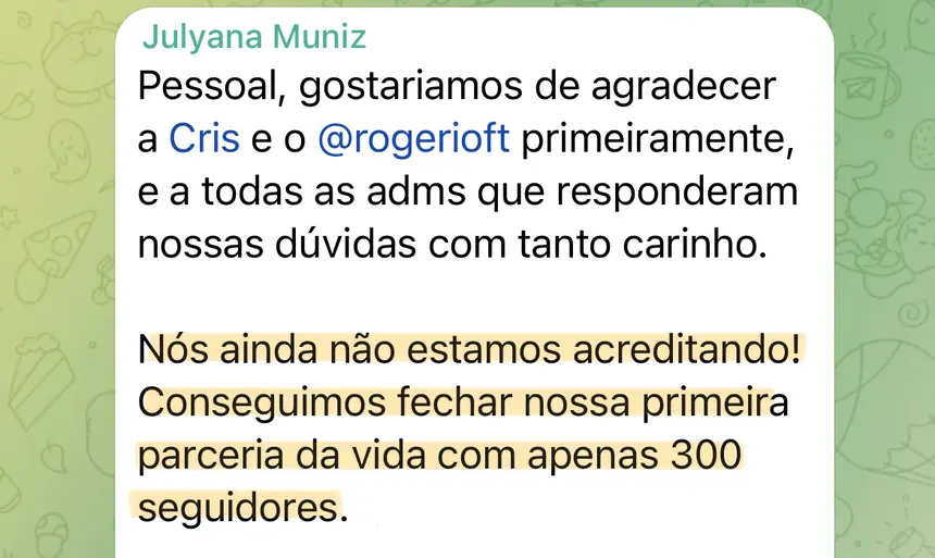 Print real de depoimento de aluno