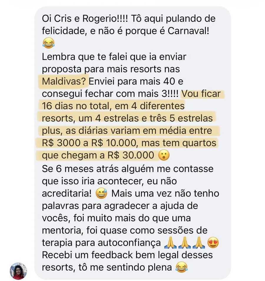 Print real de depoimento de aluno