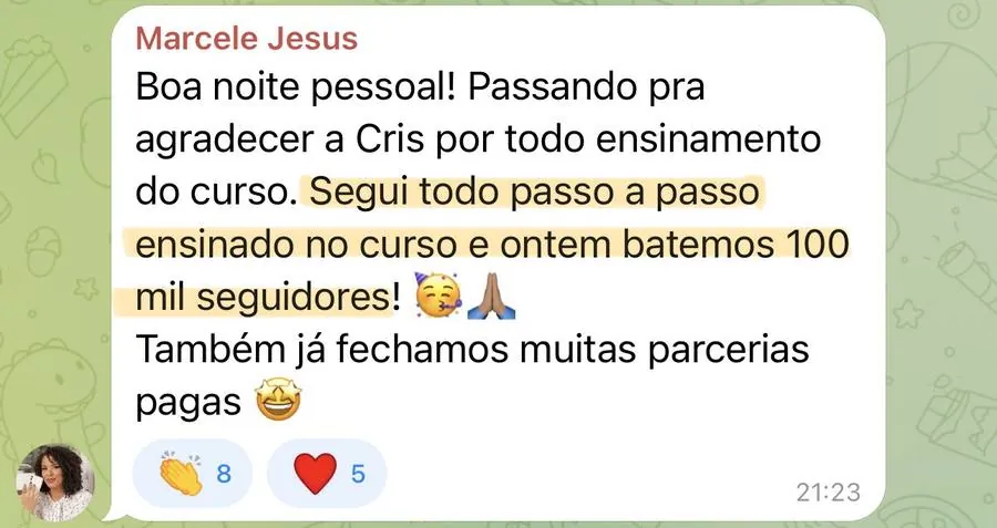 Print real de depoimento de aluno