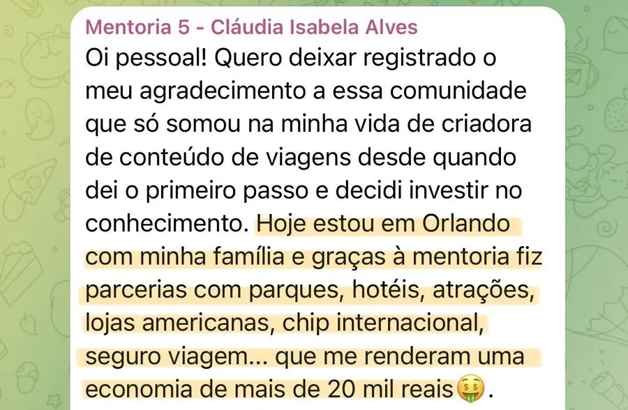 Print real de depoimento de aluno