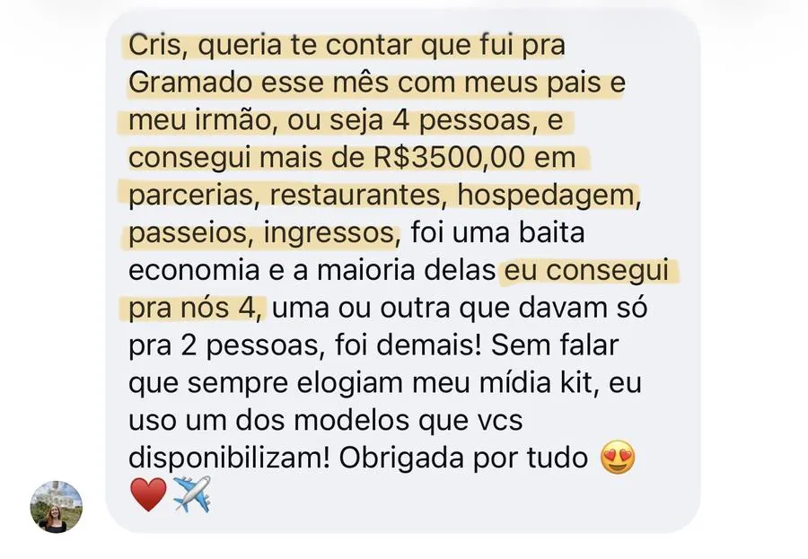 Print real de depoimento de aluno