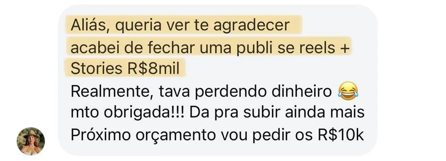 Print real de depoimento de aluno